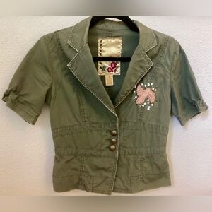 BB Dakota Army Jacket Top with Lovebirds